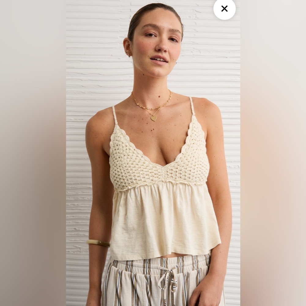 NWT American Eagle Sunchaser Knit Crochet Babydoll Cami